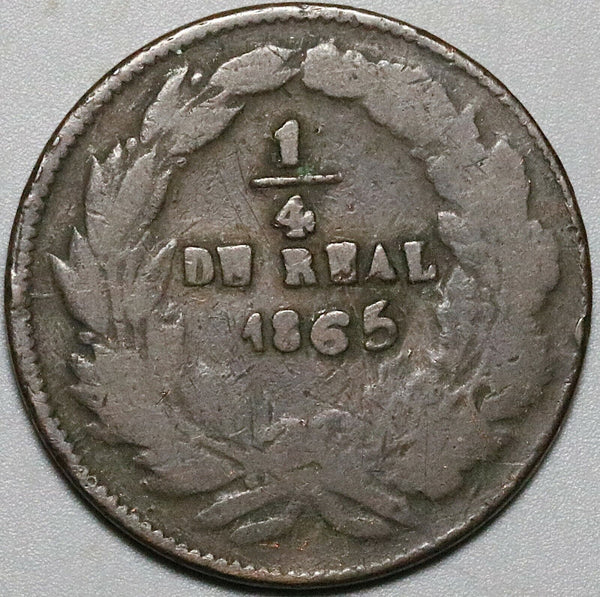 1865 Mexico Chihuahua 1/4 Real Un Quarto Quartilla Seated Liberty Coin (23121208R)
