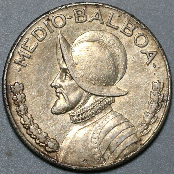 1934 Panama 1/2 Balboa AU 90% Silver Half Dollar Coin 90K Minted (23121301R)