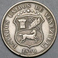1896 Venezuela 12 1/2 Centimos XF Horse Coin (23113002R)