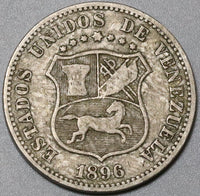 1896 Venezuela 12 1/2 Centimos AVF Horse Coin (23113001R)