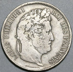 1833-L France 5 francs Louis Philippe Scarce Bayonne Mint Silver Coin (23112503R)