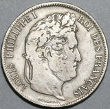 1833-L France 5 francs Louis Philippe Scarce Bayonne Mint Silver Coin (23112503R)