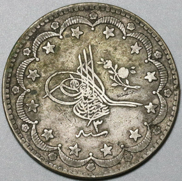 1878 Turkey Ottoman 20 Kurush AVF 1293/3 Crown Silver Coin (23112607R)