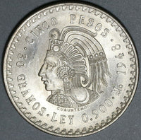 1948 Mexico 5 Pesos Cuauhtémoc Aztec Emperor UNC 0.87 oz asw Coin (23113005R)