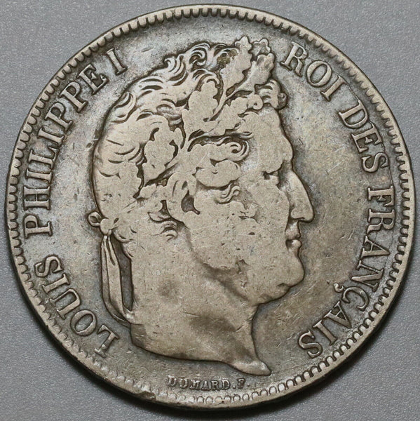 1842-BB France 5 Francs Louis Philippe I Silver Crown Strasbourg Coin (23112505R)