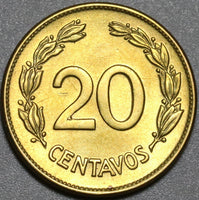 1942 Ecuador 20 Centavos GEM BU Uncirculated Brass Coin (24012002R)