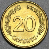 1942 Ecuador 20 Centavos GEM BU Uncirculated Brass Coin (24012002R)
