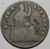1865 Mexico Chihuahua 1/4 Real Un Quarto Quartilla Seated Liberty Coin (23121208R)