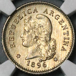 1896 NGC MS 62 Argentina 10 Centavos Rare Key Liberty Head Coin POP 2/2 (23053102C)