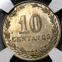 1896 NGC MS 62 Argentina 10 Centavos Rare Key Liberty Head Coin POP 2/2 (23053102C)