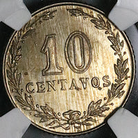 1896 NGC MS 62 Argentina 10 Centavos Rare Key Liberty Head Coin POP 2/2 (23053102C)