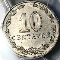 1916 PCGS AU 58 Argentina 10 Centavos Liberty Head Key Coin POP 2/0 (25070401C)