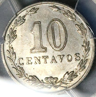 1916 PCGS AU 58 Argentina 10 Centavos Liberty Head Key Coin POP 2/0 (25070401C)