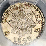 1848 PCGS MS 64 Argentina 1 Real Cordoba Sun Face Silver Coin POP 1/1 (26060101C)