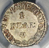 1848 PCGS MS 64 Argentina 1 Real Cordoba Sun Face Silver Coin POP 1/1 (26060101C)