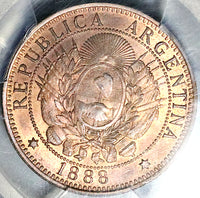 1888 PCGS MS 64 RB Argentina 2 Centavos Liberty 659k Key Coin POP 4/0 (24092402D)
