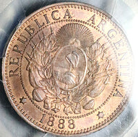 1888 PCGS MS 64 RB Argentina 2 Centavos Liberty 659k Key Coin POP 4/0 (24092402D)