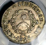 1826-RA PCGS XF 45 Argentina 2 Soles Rio Plata Province Sun Face Silver Coin (26060401C)