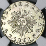 1851 NGC AU Argentina 4 Reales Cordoba Large Sunface Mint Error Silver Coin (26010803C)