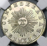 1851 NGC AU Argentina 4 Reales Cordoba Large Sunface Mint Error Silver Coin (26010803C)