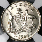 1963 NGC PF 67 Australia 6 Pence Gem Proof Elizabeth II Silver Coin POP 8/1 (25012901C)