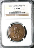 1925 NGC XF 45 Australia Penny Key George V Britain Empire Coin (26010402C)