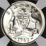 1962 NGC PF 64 Australia 6 Pence Gem Proof Elizabeth II 2k Coin (25042802C)
