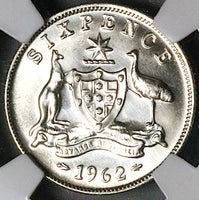 1962 NGC PF 64 Australia 6 Pence Gem Proof Elizabeth II 2k Coin (25042802C)