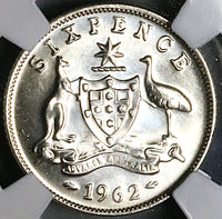 1962 NGC PF 64 Australia 6 Pence Gem Proof Elizabeth II 2k Coin (25042802C)