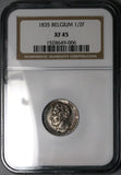 1835 NGC XF 45 Belgium 1/2 Franc Leopold Silver Coin (24021801C)