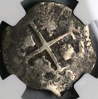 1684 NGC VF 20 Bolivia Cob 1 Real Potosi Charles II Spain Colonial Silver Coin (23052701C)