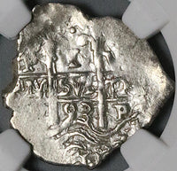1693 NGC AU Bolivia Cob 1 Real Potosi Spain Colonial Silver Coin POP 2/0 (23121601C)