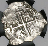 1693 NGC AU Bolivia Cob 1 Real Potosi Spain Colonial Silver Coin POP 2/0 (23121601C)