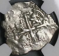1693 NGC AU Bolivia Cob 1 Real Potosi Spain Colonial Silver Coin POP 2/0 (23121601C)