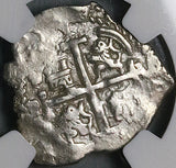 1693 NGC AU Bolivia Cob 1 Real Potosi Spain Colonial Silver Coin POP 2/0 (23121601C)