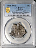 1691 PCGS XF 45 Bolivia Cob 2 Reales Potosi Charles II Spain Colony Pedigree Coin`POP 1/1 (26081703D)