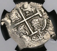 1698 NGC AU 55 Bolivia Cob 2 Reales Potosi Charles II Colonial Silver Coin`POP 1/0 (25090602C)