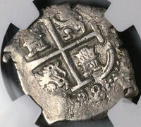 1698 NGC AU 55 Bolivia Cob 2 Reales Potosi Charles II Colonial Silver Coin`POP 1/0 (25090602C)