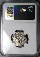 1698 NGC AU 55 Bolivia Cob 2 Reales Potosi Charles II Colonial Silver Coin`POP 1/0 (25090602C)