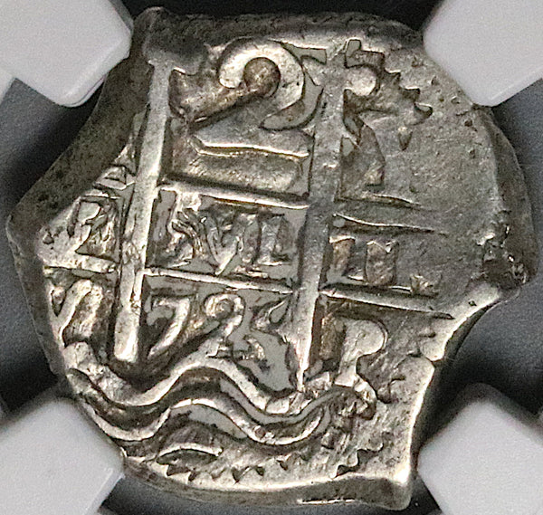 1724 NGC AU 50 Bolivia Cob 2 Reales Potosi Philip V Colonial Silver Coin POP 1/0 (23051001C)