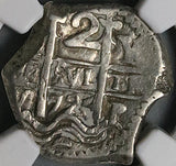 1724 NGC AU 50 Bolivia Cob 2 Reales Potosi Philip V Colonial Silver Coin POP 1/0 (23051001C)