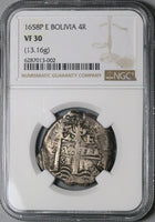 1658 NGC VF 30 Bolivia Cob 4 Reales Potosi Philip IV Silver Coin POP 1/0 (23071703D)