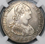 1808 NGC VF 25 Bolivia 4 Reales Overdate Error Potosi Charles IV Potosi Silver Coin (23081201C)