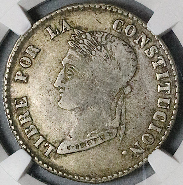 1854-Paz NGC VF 30 Bolivia 4 Soles La Pax Mint Alpaca Palm Tree Silver Coin (23081902C)