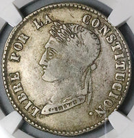 1854-Paz NGC VF 30 Bolivia 4 Soles La Pax Mint Alpaca Palm Tree Silver Coin (23081902C)
