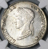 1855 NGC MS 62 Bolivia 4 Soles Potosi Alpaca Palm Tree Silver Coin (23060201C)