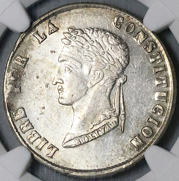 ＮＧＣスラブCOIN ４枚 1855 NGC MS 62 Bolivia 4 Soles Potosi Alpaca Palm Tree