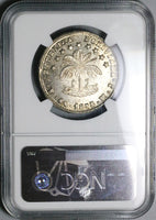 1855 NGC MS 62 Bolivia 4 Soles Potosi Alpaca Palm Tree Silver Coin (23060201C)