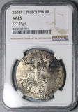 1654-P E PH NGC VF 25 Bolivia 8 Reales Cob Spain Philip IV Full Date Spain Colonial Coin (24041805C)