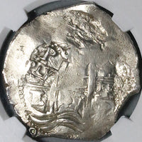 1667 NGC AU 55 Bolivia 8 Reales Cob Spain Charles II Colonial Silver Coin POP 1/0 (25081201C)